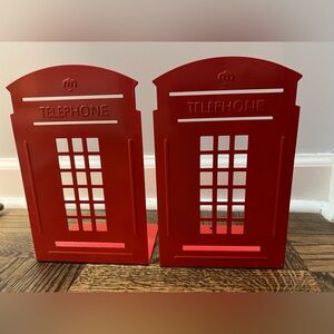 Red Telephone Booth Bookends